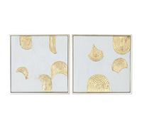Home ESPRIT Cuadro Blanco Dorado Poliestireno Lienzo Moderno 42 x 4 x 42 cm (2 Unidades)