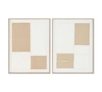 Home ESPRIT Cuadro Blanco Natural Abstracto Escandinavo 60 x 3 x 80 cm (2 Unidades)