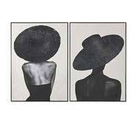 Home ESPRIT Cuadro Blanco Negro Sombrero Moderno 103 x 4,5 x 143 cm (2 Unidades)