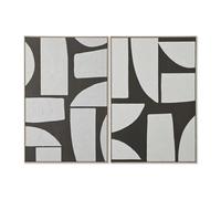 Home ESPRIT Cuadro Blanco Verde Beige Gris Oscuro Poliestireno Lienzo Abstracto Urbano (2 Unidades)