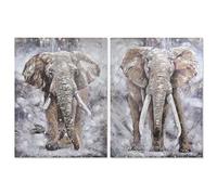 Home ESPRIT Cuadro Elefante Colonial 90 x 3 x 120 cm (2 Unidades)