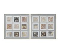 Home ESPRIT Cuadro Marrón Beige Poliestireno Lienzo A Cuadros Urbano 82 x 5 x 82 cm (2 Unidades)