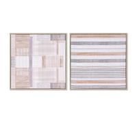 Home ESPRIT Cuadro Marrón Beige Poliestireno Lienzo Urbano 52,5 x 2,8 x 52,5 cm (2 Unidades)