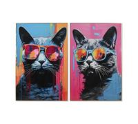 Home ESPRIT Cuadro Moderno Gato 80 x 3 x 120 cm (2 Unidades)