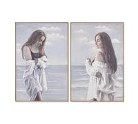 Home ESPRIT Cuadro Mujer Mediterráneo 80 x 3,5 x 120 cm (2 Unidades)