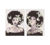 Home ESPRIT Cuadro Mujer Moderno 70 x 3,7 x 100 cm (2 Unidades)