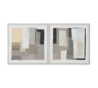 Home ESPRIT Cuadro Negro Beige Abstracto Urbano 82 x 3,8 x 82 cm (2 Unidades)