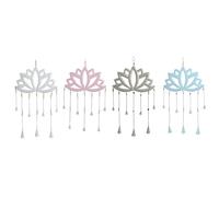 Home ESPRIT Decoración Colgante Azul Blanco Gris Rosa Hierro Oriental Flor de Loto (4 Unidades)