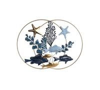 Home ESPRIT Decoración de Pared Azul Dorado Mediterráneo Peces 83 x 6 x 63 cm