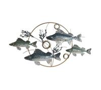 Home ESPRIT Decoración de Pared Azul Dorado Mediterráneo Peces 91 x 4,5 x 50 cm