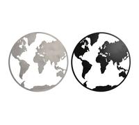 Home ESPRIT Decoración de Pared Blanco Negro Mapamundi Loft 100 x 1 x 100 cm (2 Unidades)