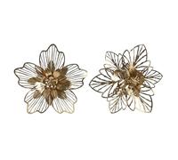 Home ESPRIT Decoración de Pared Dorado Moderno Flor 51 x 6 x 51 cm (2 Unidades)