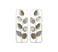 Home ESPRIT Decoración de Pared Gris Dorado Moderno Flor 31 x 2,5 x 89,5 cm (2 Unidades)