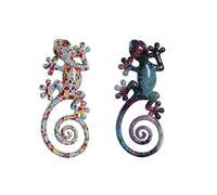 Home ESPRIT Decoración de Pared Multicolor Mosaico Lagarto Mediterráneo 8 x 4 x 20 cm (2 Unidades)