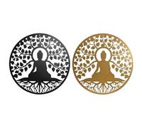 Home ESPRIT Decoración de Pared Negro Dorado Buda Oriental 100 x 1 x 100 cm (2 Unidades)