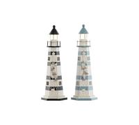 Home ESPRIT Decoración Luminosa Madera Marinero Faro 14 x 14 x 40 cm (2 Unidades)