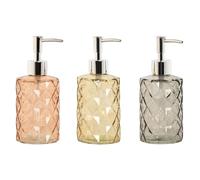 Home ESPRIT Dispensador de Jabón Amarillo Gris Ambar Plateado Cristal ABS 320 ml 7,5 x 7,5 x 17,5 cm (3 Unidades)