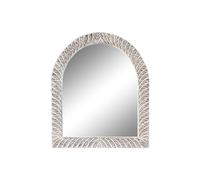 Home ESPRIT Espejo de Pared Blanco Marrón Madera de Mango Decapé Tallado 75 x 4 x 90 cm