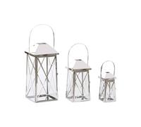 Home ESPRIT Farol Plateado Cristal Acero Cromado 20 x 20 x 48 cm (3 Piezas)