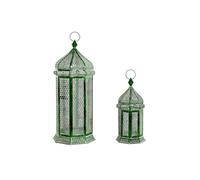 Home ESPRIT Faroles Verde Metal Oriental 23 x 23 x 57 cm (2 Piezas)