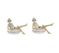 Home ESPRIT Figura Decorativa Blanco Azul Cielo Mediterráneo 17,5 x 10 x 10,5 cm (2 Unidades)