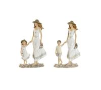 Home ESPRIT Figura Decorativa Blanco Beige 14,5 x 8 x 24,5 cm (2 Unidades)