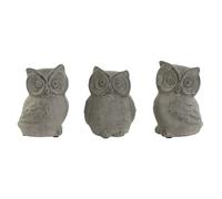 Home ESPRIT Figura Decorativa Gris Búho Acabado Envejecido 10 x 9 x 14 cm (3 Unidades)