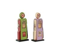Home ESPRIT Figura Decorativa Magenta Pistacho Vintage gasolinera 7 x 4 x 17 cm (2 Unidades)