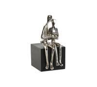 Home ESPRIT Figura Decorativa Negro Plateado Pareja 9 x 13 x 20 cm