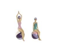 Home ESPRIT Figura Decorativa Turquesa Lila Mediterráneo 12,5 x 9 x 26,5 cm (2 Unidades)