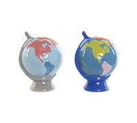 Home ESPRIT Hucha Dolomita Globo Terraqueo 14,5 x 13,5 x 19 cm (2 Unidades)