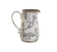 Home ESPRIT Jarra Blanco Marrón Gris Gres Hoja de Planta Shabby Chic