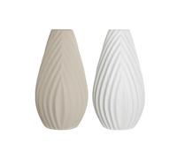 Home ESPRIT Jarrón Blanco Beige Gres Estilo Artesanal 24 x 24 x 41 cm (2 Unidades)