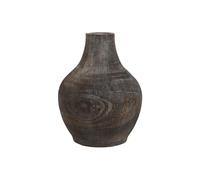 Home ESPRIT Jarrón Gris Oscuro Madera de Paulonia Colonial Acabado Envejecido 16 x 16 x 24 cm
