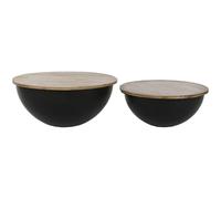 Home ESPRIT Juego de 2 mesas Metal Madera de Mango 60 x 60 x 28 cm