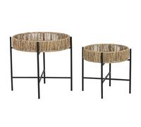 Home ESPRIT Juego de 2 mesas Negro Natural Metal 49 x 49 x 44 cm