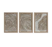 DKD Home Decor Set de 3 Cuadros Decorativos Modernos, Colores Natural y Blanco, de Cristal y Papel Maché, Medidas 2x30x20 cm