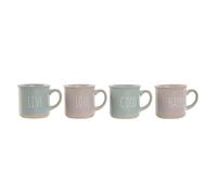Home ESPRIT Juego de 4 Tazas Mug Azul Rosa Gres Urbano