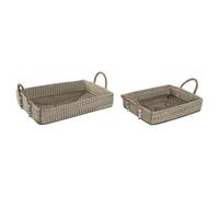 Home ESPRIT Juego de Bandejas Natural Marrón Claro Urbano 41 x 32 x 16 cm (2 Unidades)
