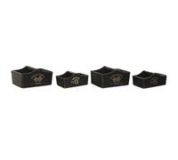 Home ESPRIT Juego de Bandejas Negro Madera de Abeto 35 x 22 x 18 cm