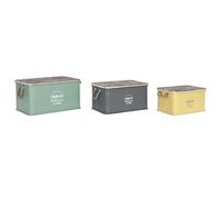 Home ESPRIT Juego de Baúles Amarillo Verde Gris Marrón Oscuro Metal Vintage 60 x 38 x 32,5 cm
