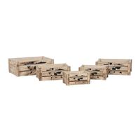Home ESPRIT Juego de Cajas Decorativas Marrón Negro Madera de Paulonia Mapamundi 39 x 28 x 14,5 cm (5 Piezas)