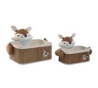 Home ESPRIT Juego de Cestas Azul Marrón 43 x 33 x 32,5 cm (2 Piezas)