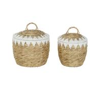 Home ESPRIT Juego de Cestas Blanco Natural Fibra Natural Boho 35 x 35 x 37 cm (2 Piezas)