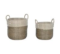 Home ESPRIT Juego de Cestas Blanco Negro Natural 44 x 44 x 49 cm (2 Piezas)