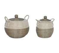 Home ESPRIT Juego de Cestas Blanco Negro Natural 45 x 45 x 48 cm (2 Piezas)