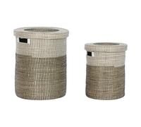 Home ESPRIT Juego de Cestas Blanco Negro Natural Hierba Marina 44 x 44 x 51 cm (2 Piezas)