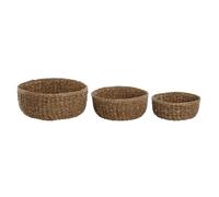 Home ESPRIT Juego de Cestas Natural Fibra Natural Boho 30 x 30 x 13 cm (3 Piezas)