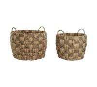 Home ESPRIT Juego de Cestas Natural Hierba Marina Fibra Natural Boho 43 x 43 x 39 cm (2 Piezas)