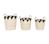 Home ESPRIT Juego de Cestas Negro Natural Fibra Natural Boho 37 x 37 x 43 cm (3 Piezas)